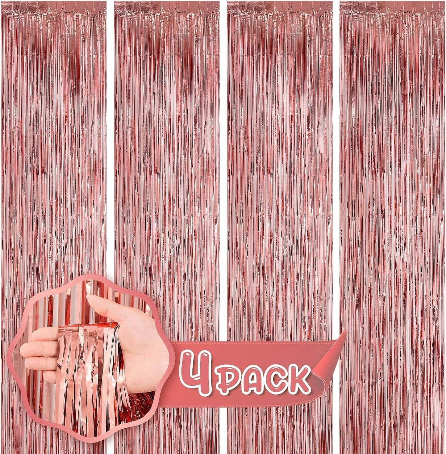 Rose Gold & Red Foil Curtains - Pack of 2
