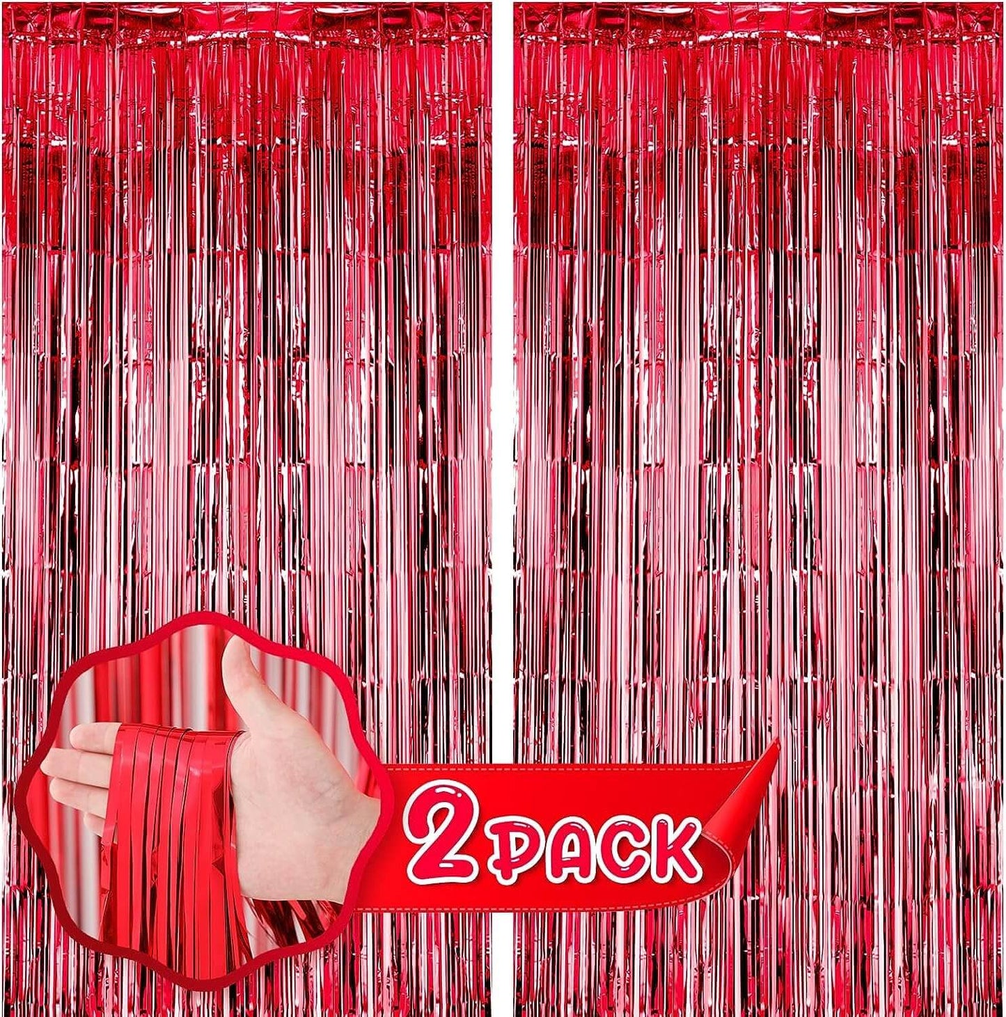 Rose Gold & Red Foil Curtains - Pack of 2