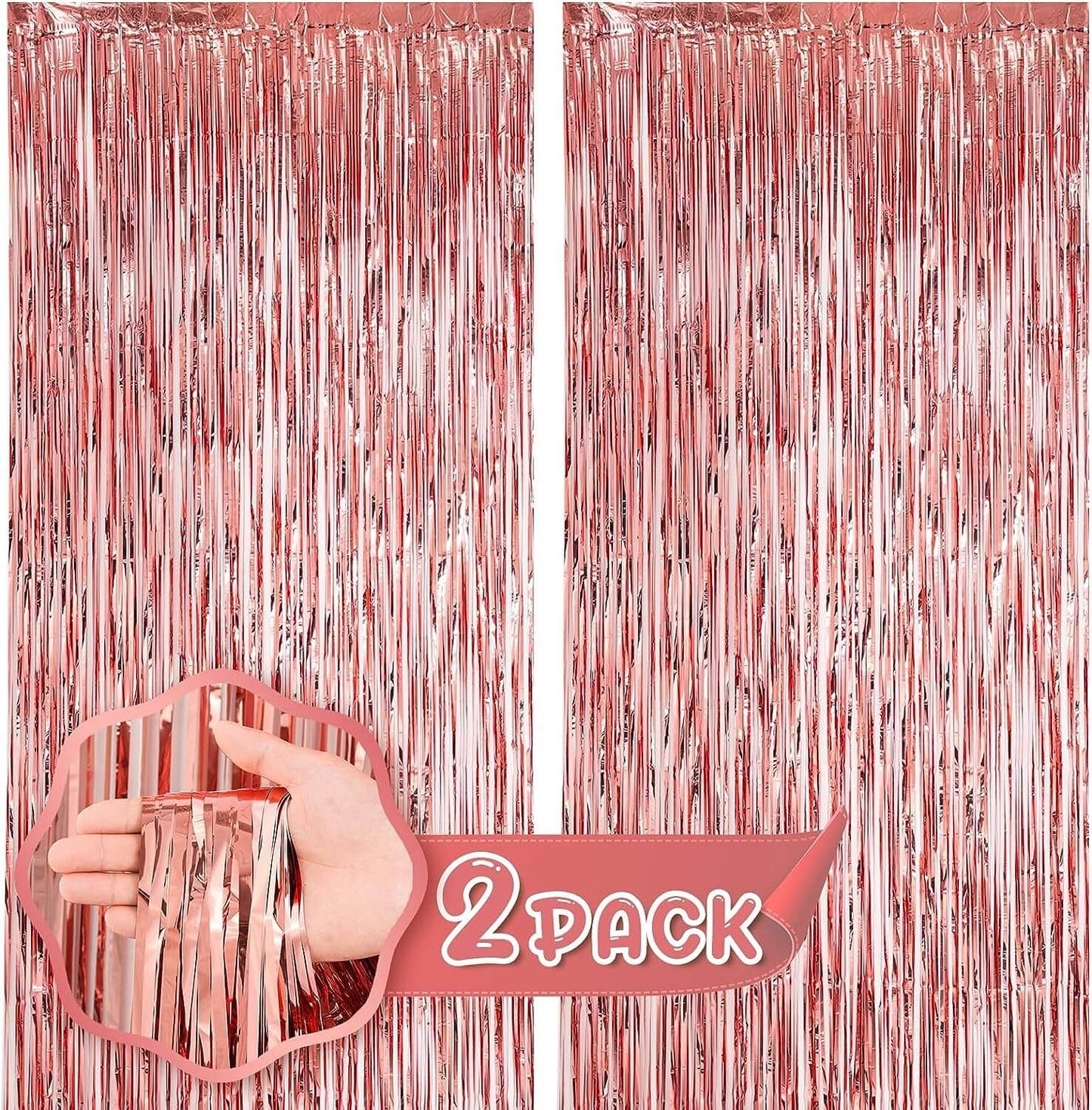 Rose Gold & Red Foil Curtains - Pack of 2