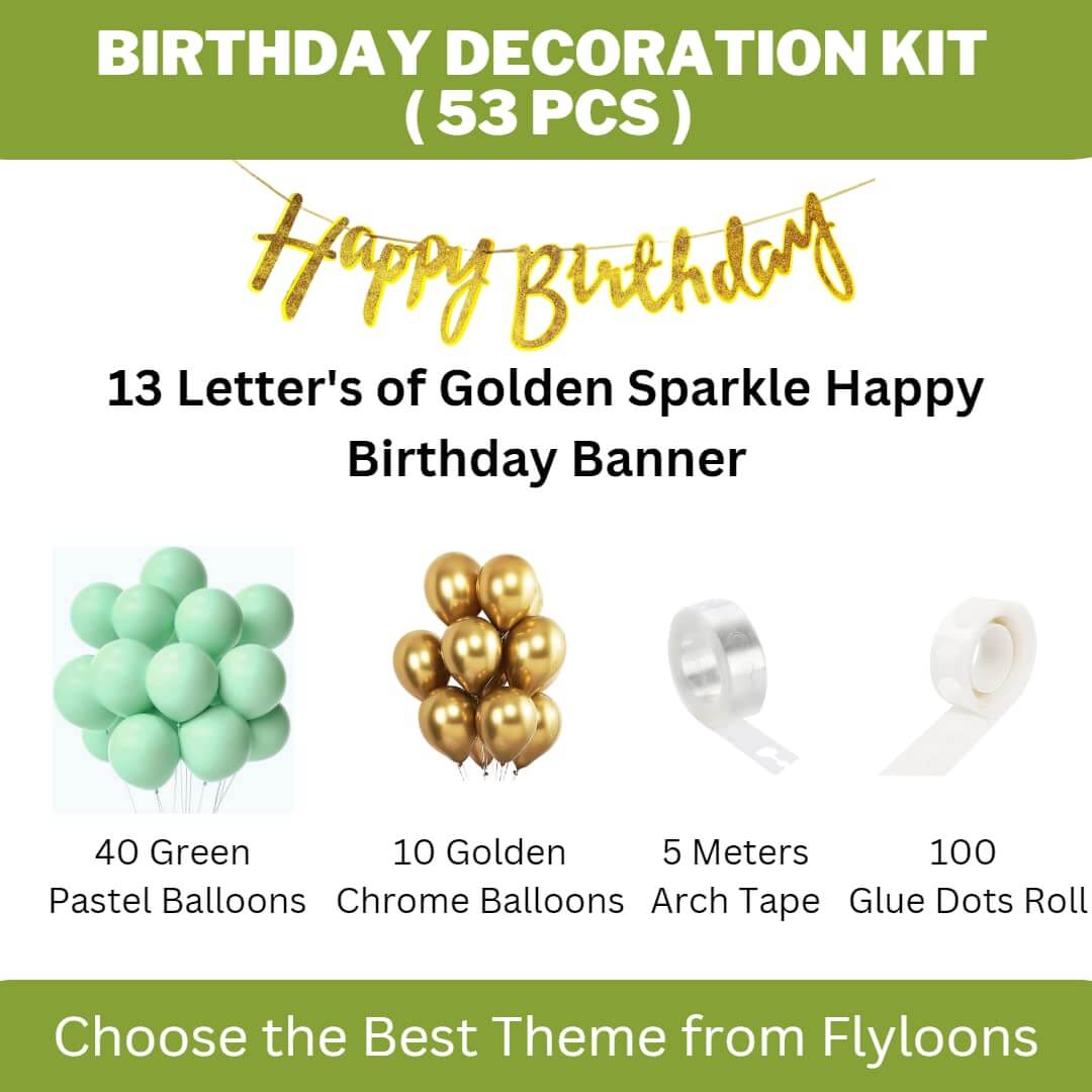 Mint Green Birthday Decoration Kit - 53 Pcs