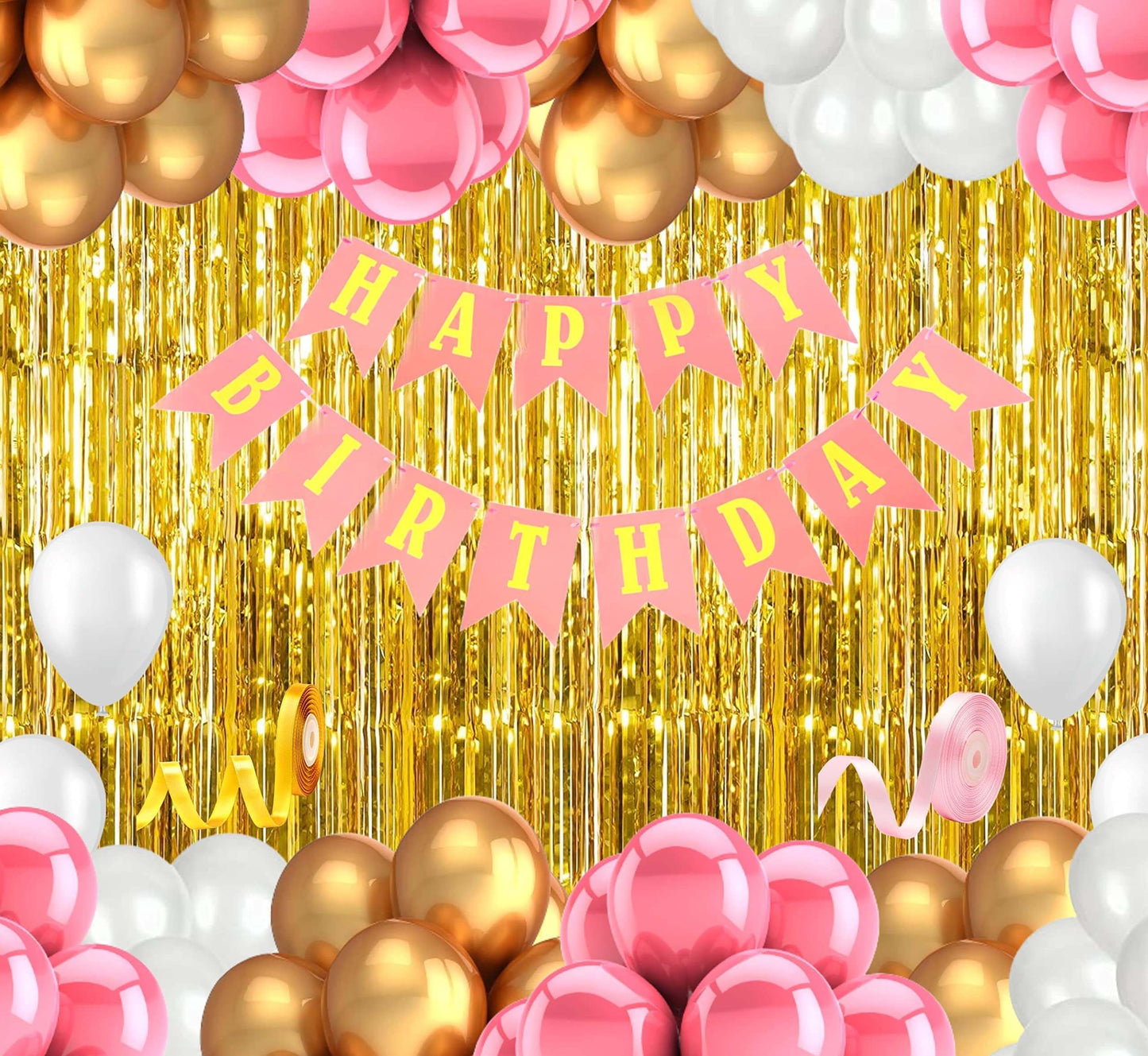Pink & Gold Birthday Decoration Kit - 52 Pcs