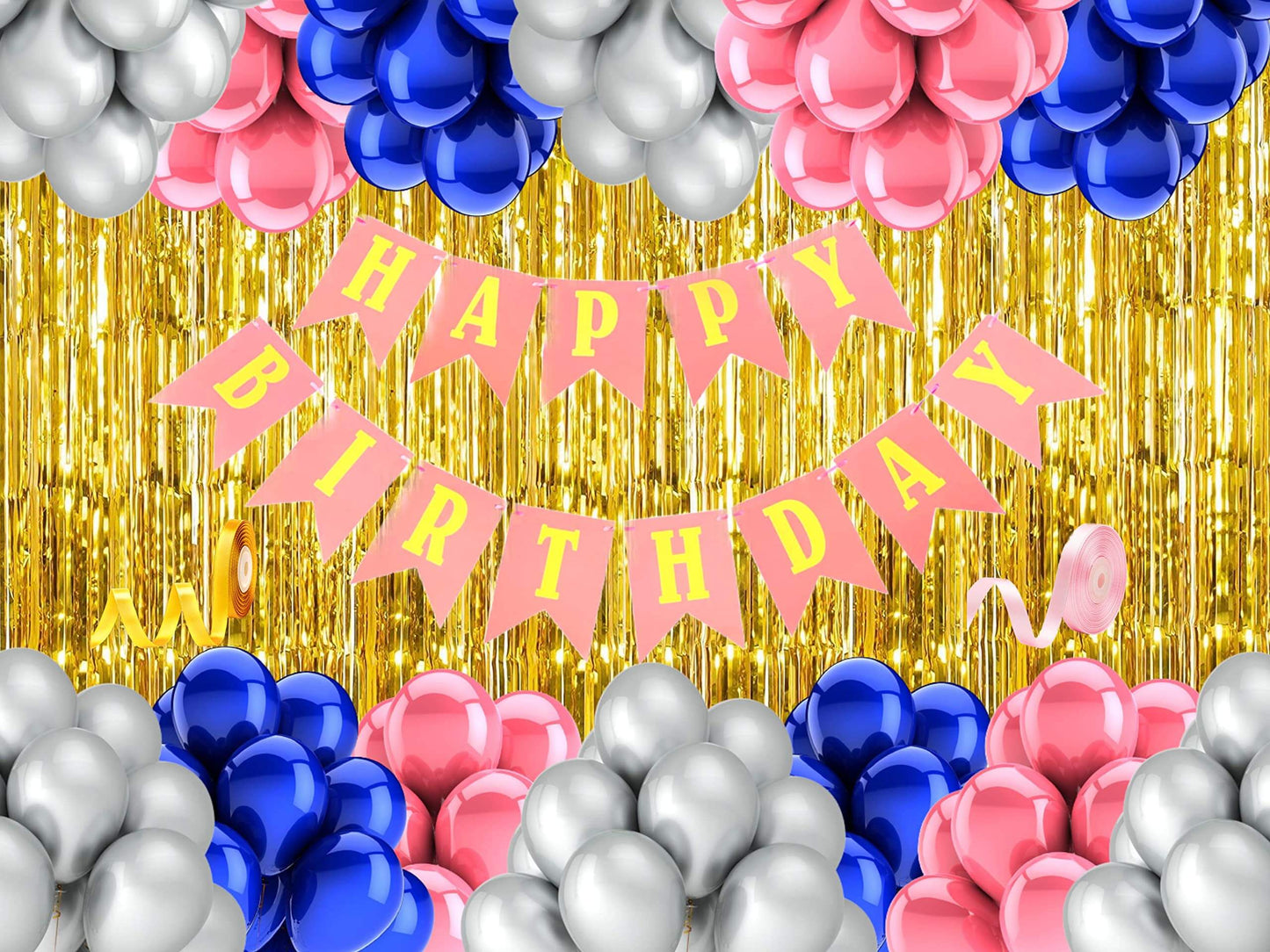 Pink & Gold Birthday Decoration Kit - 52 Pcs