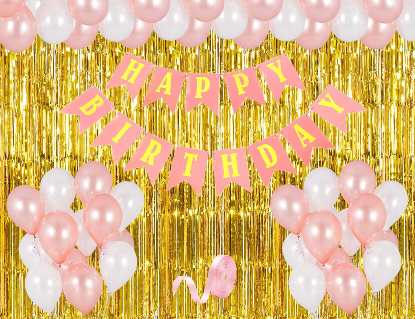 Pink & Gold Birthday Decoration Kit - 52 Pcs