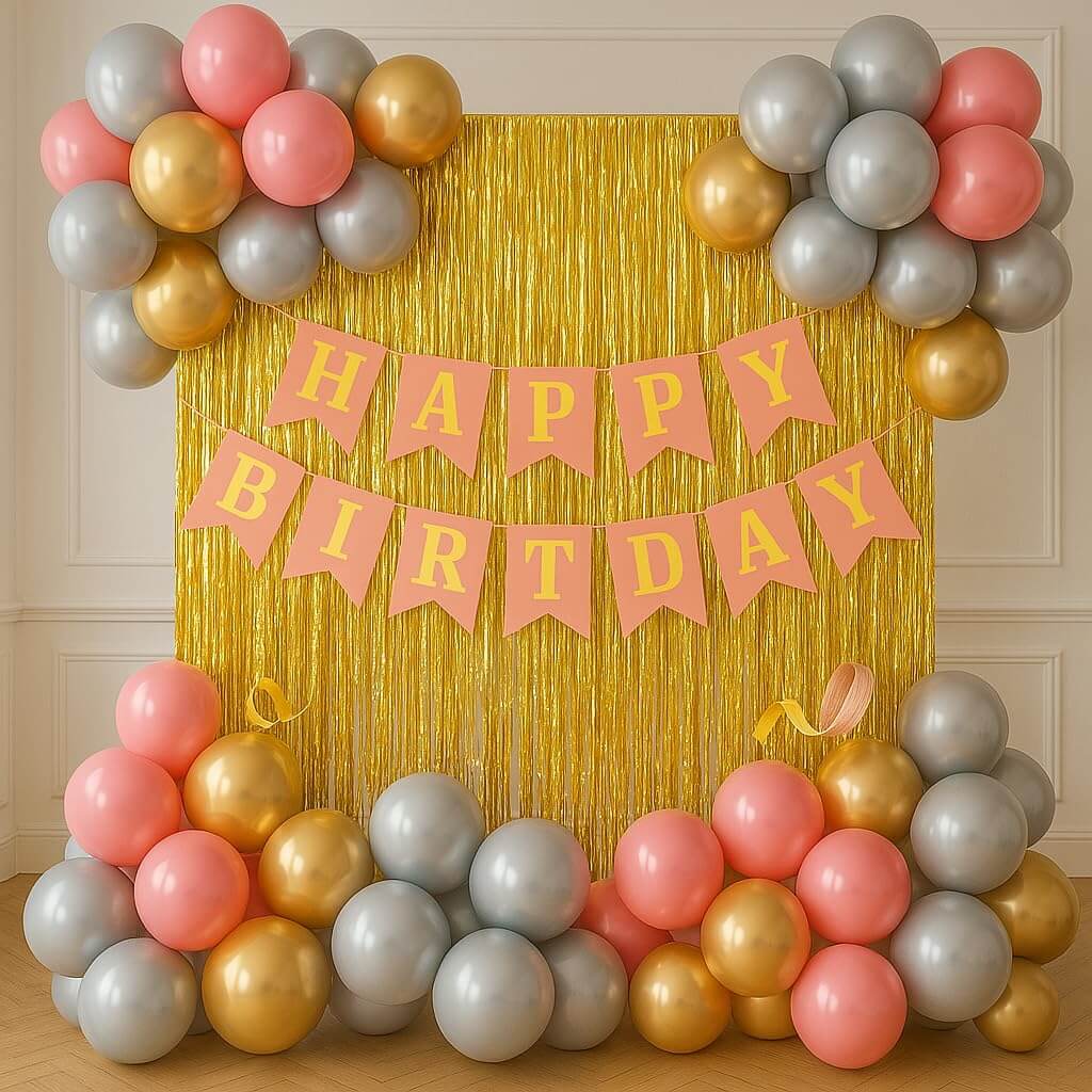Pink & Gold Birthday Decoration Kit - 52 Pcs