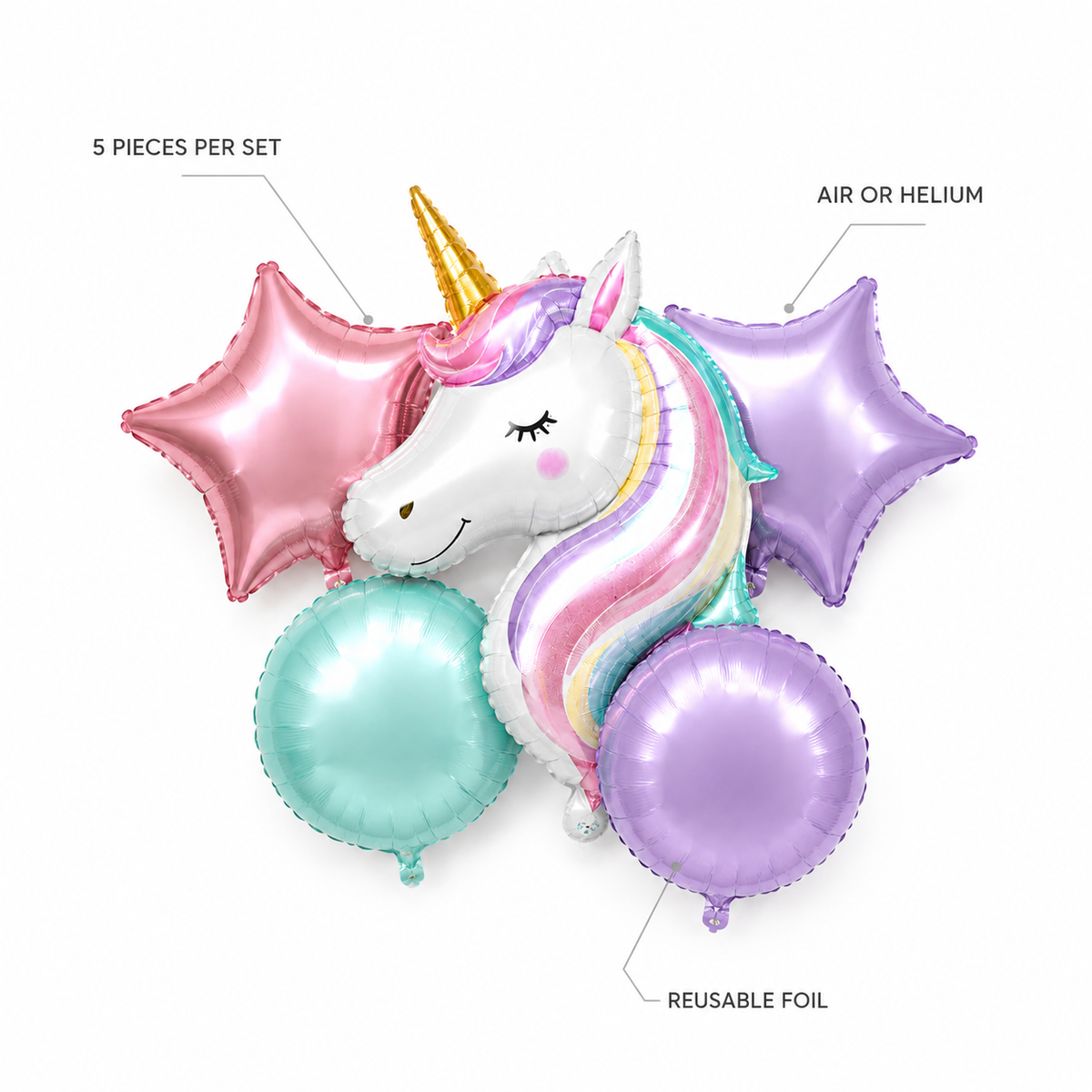 Theme Foil Balloon Set – 5 Pcs